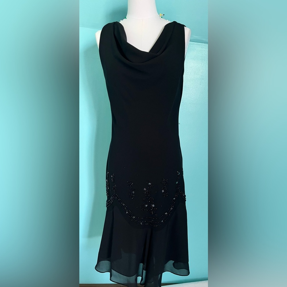 Vintage S.L Fashions Elegant Black Sleeveless Dress size 12